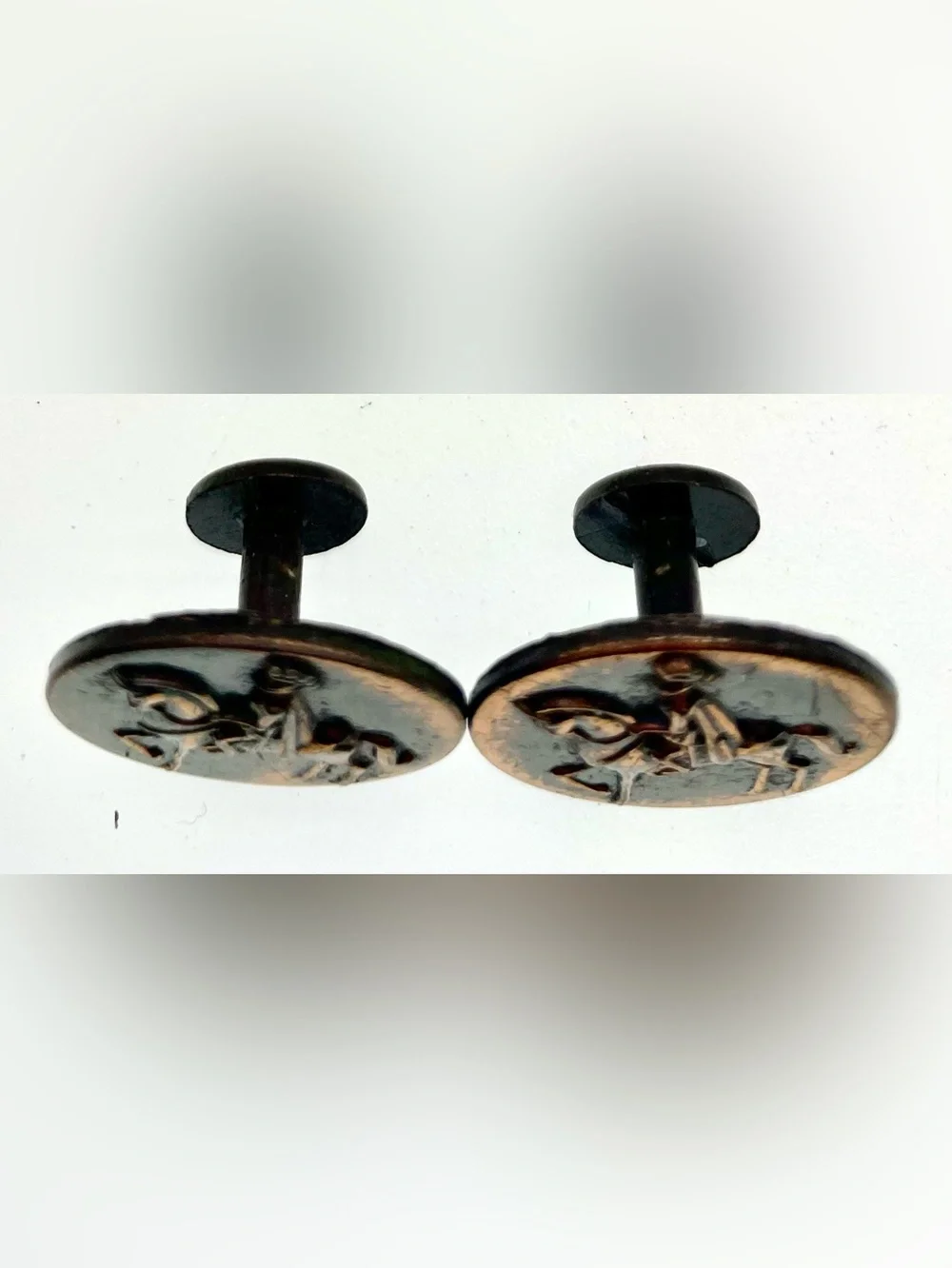 Vintage Equestrian Horse Rider Cufflinks Copper Tone Mid Century Modern Mens